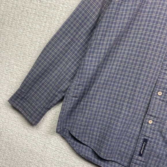 Cottonfield by Carli Gry  Blue Plaid Button Up Shirt Mens M Camp Outdoor Hike - Picture 3 of 13